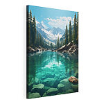 Wandbilder Bergsee mit Bäumen und Felsen