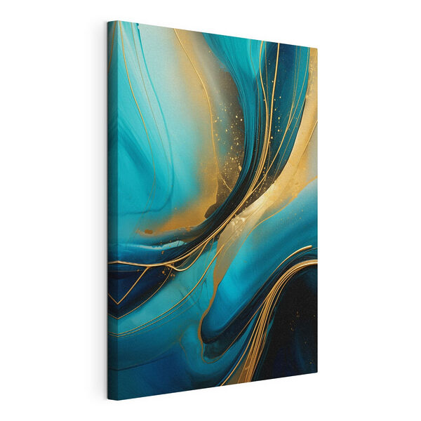Wandbilder Dynamischer Fluss aus Blau und Gold