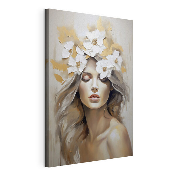 Wandbilder Gemälde einer Frau mit Blumen im Haar (Artikelnummer: s46757) Wandbilder Wandbilder Gemälde einer Frau mit Blumen im Haar (Artikelnummer: s46757)