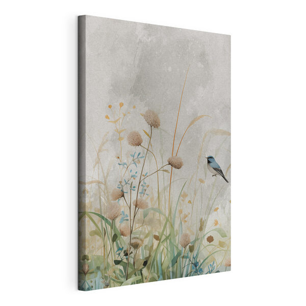 Wandbilder Vogel in einem Blumenfeld