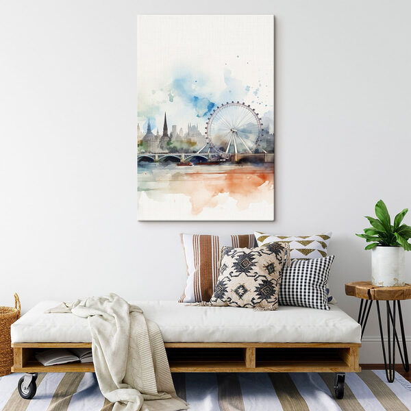 Wandbilder Aquarell einer Stadt mit einem Riesenrad und einer Brücke (Artikelnummer: s47681) Wandbilder Wandbilder Aquarell einer Stadt mit einem Riesenrad und einer Brücke (Artikelnummer: s47681)