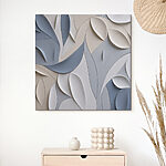 Wandbilder Wand mit weißen und blauen Blättern