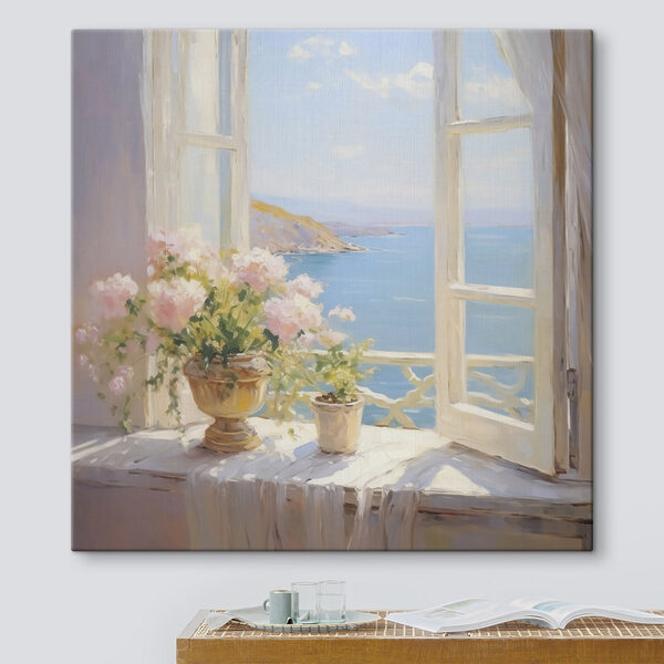 Gemälde mit Blumen auf einer Fensterbank Wandbilder Gemälde mit Blumen auf einer Fensterbank