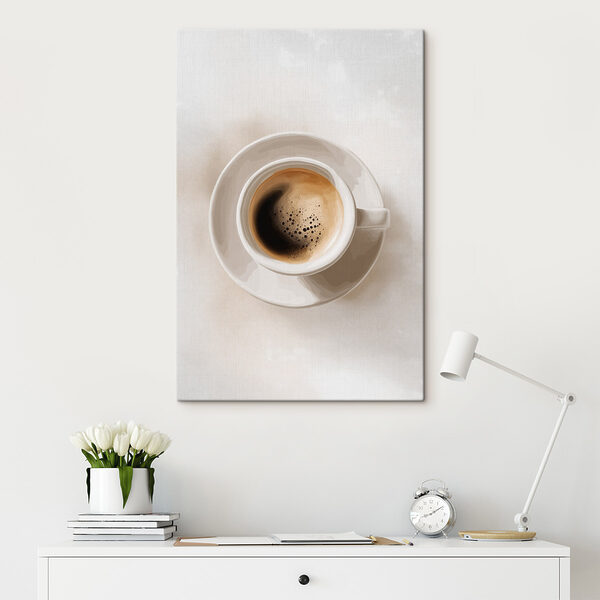 Eine Tasse Kaffee auf einer Untertasse Wandbilder Eine Tasse Kaffee auf einer Untertasse