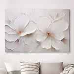Wandbilder Kunstwerk mit weißen Blumen an einer Wand