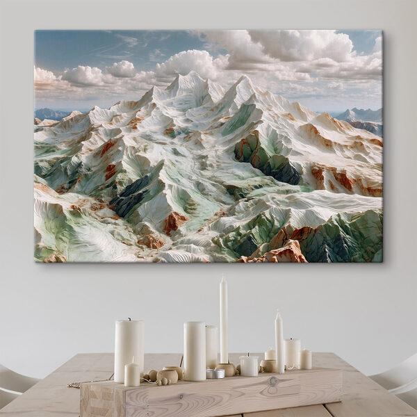 Wandbilder Verschneiter Berg mit Wolken am Himmel