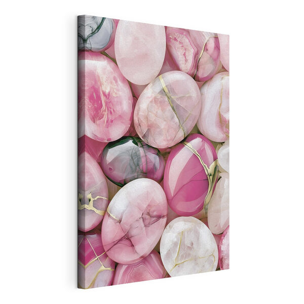 Wandbilder Wandbilder Gruppe aus rosa und weißen, ovalen Steinen (Artikelnummer: s49872)