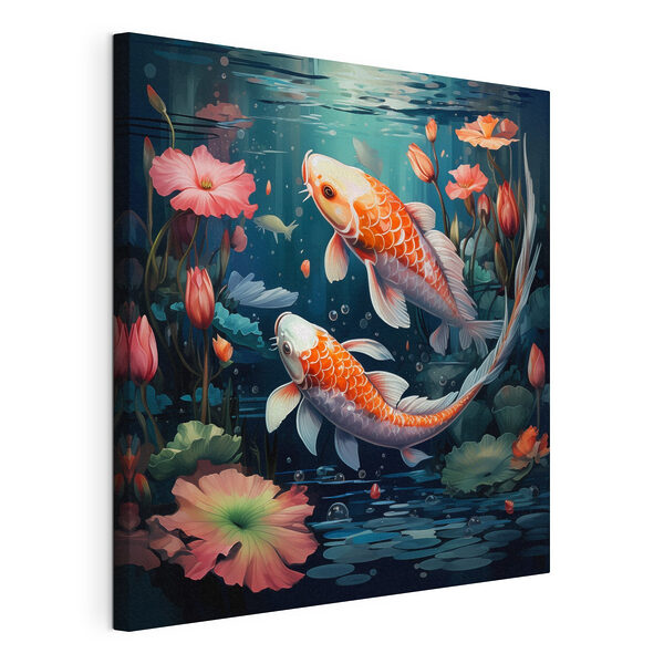 Wandbilder Ein paar Fische, die im Wasser mit Blumen schwimmen (Artikelnummer: s50038) Wandbilder Wandbilder Ein paar Fische, die im Wasser mit Blumen schwimmen (Artikelnummer: s50038)