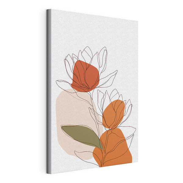 Wandbilder Wandbilder Zeichnung von Blumen mit orangefarbenen Kreisen (Artikelnummer: s50112)