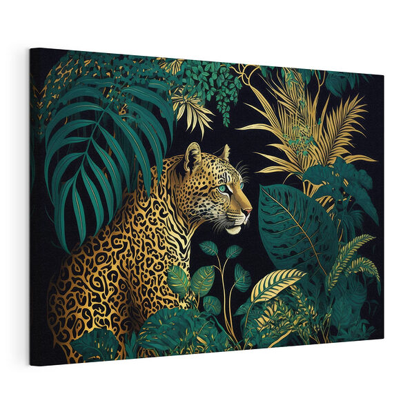 Leopard zwischen üppigen Blättern versteckt Wandbilder Leopard zwischen üppigen Blättern versteckt