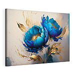 Wandbilder Blaue Blumen mit metallischen Akzenten
