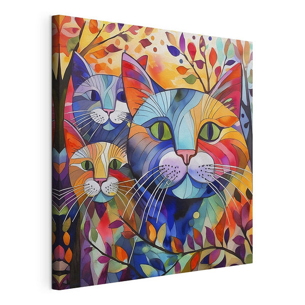 Buntes Katzengesicht mit Schnurrhaaren Wandbilder Buntes Katzengesicht mit Schnurrhaaren