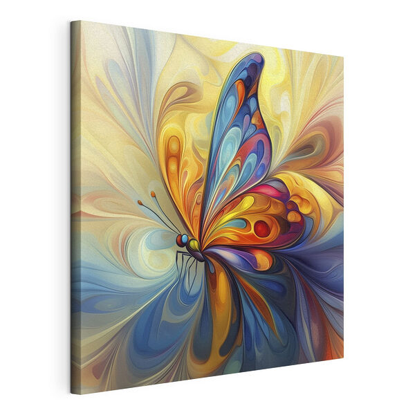 Bunter Schmetterling mit gelbem und blauem Hintergrund Wandbilder Bunter Schmetterling mit gelbem und blauem Hintergrund