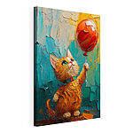 Wandbilder Gemälde einer Katze, die einen Luftballon hält