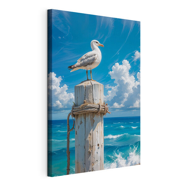 Möwe auf einem Holzpfahl stehend Wandbilder Möwe auf einem Holzpfahl stehend