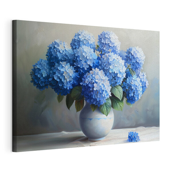 Wandbilder Gemälde mit blauen Blumen in einer Vase