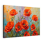 Wandbilder Lebendige Mohnblumen unter gemaltem Himmel