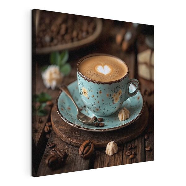 Tasse Kaffee mit einem herzförmigen Schaum im Schaum Wandbilder Tasse Kaffee mit einem herzförmigen Schaum im Schaum
