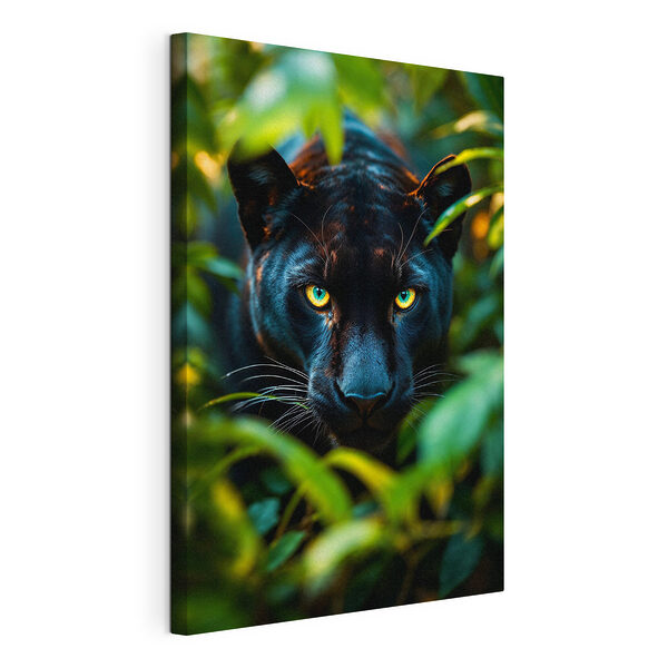 Wandbilder Schwarzer Panther mit grünen Augen