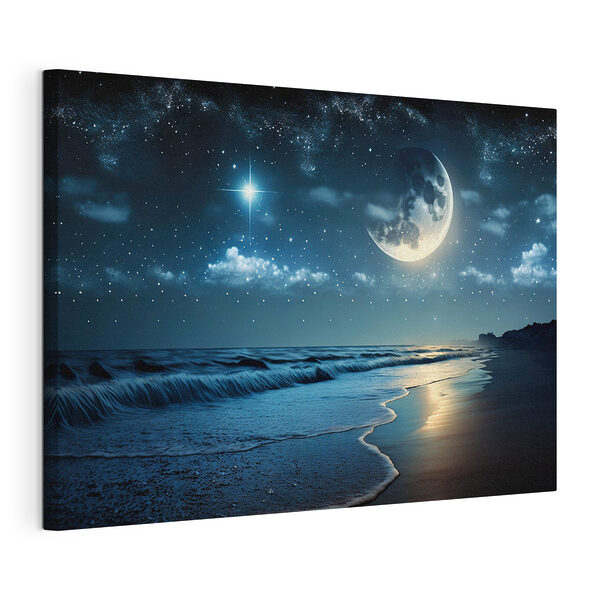 Mond und Sterne über einem Strand Wandbilder Mond und Sterne über einem Strand