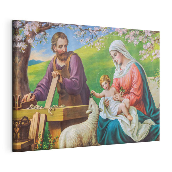 Gemälde eines Mannes und einer Frau, die ein Baby halten Wandbilder Gemälde eines Mannes und einer Frau, die ein Baby halten