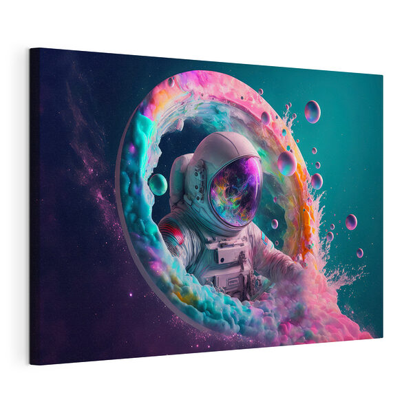 Ein Astronaut in einem bunten Kreis Wandbilder Ein Astronaut in einem bunten Kreis