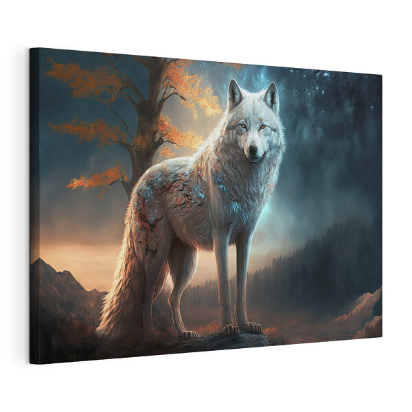 Mystischer Wolf unter Sternenhimmel Wandbilder Mystischer Wolf unter Sternenhimmel