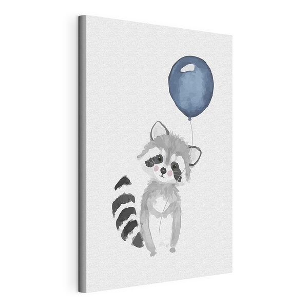 Wandbilder Waschbär hält einen Luftballon