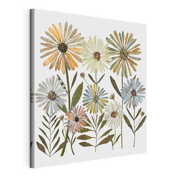 Wandbilder Gruppe von Blumen mit Blättern