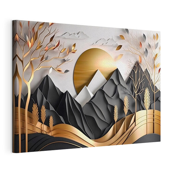Wandbilder Abstrakte Landschaft mit Bergen und Bäumen