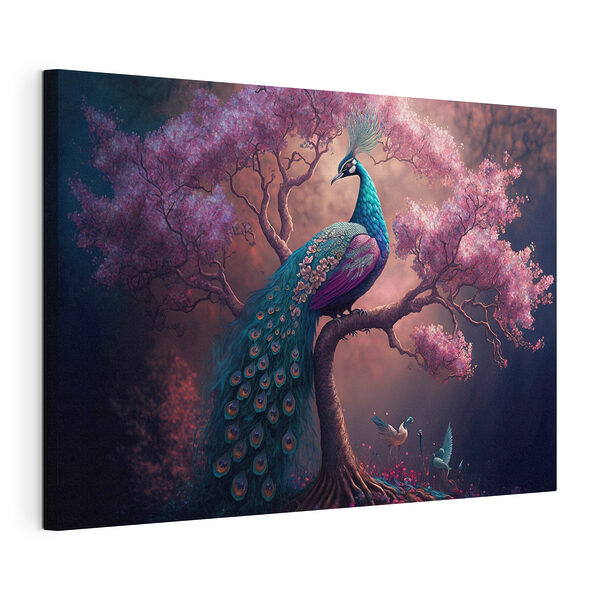 Bunter Pfau auf einem Baumzweig Wandbilder Bunter Pfau auf einem Baumzweig