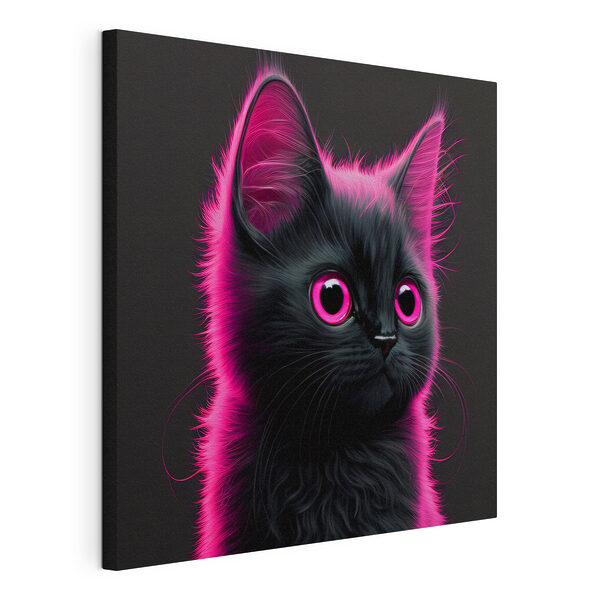 Schwarze Katze mit rosa Haaren Wandbilder Schwarze Katze mit rosa Haaren
