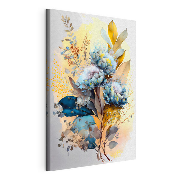 Wandbilder Abstrakte florale Kunst mit blauen Farbtönen