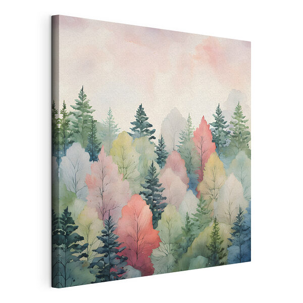 Bunter Wald in Aquarellfarben dargestellt Wandbilder Bunter Wald in Aquarellfarben dargestellt