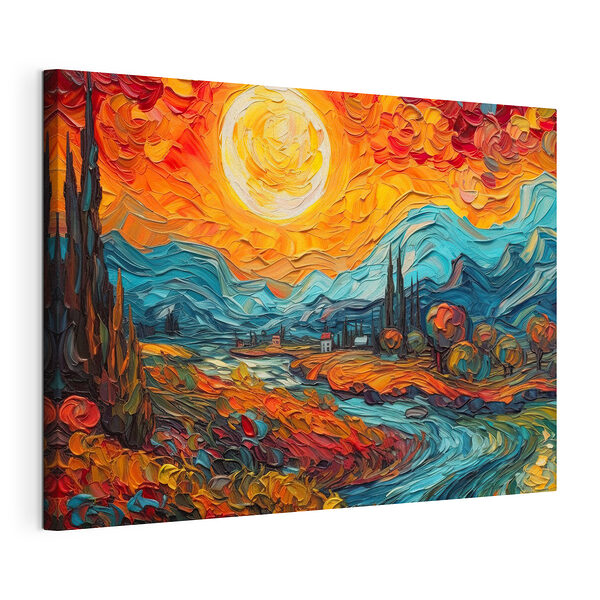 Wandbilder Lebendiger Sonnenuntergang über bunter Landschaft (Artikelnummer: s38057) Wandbilder Wandbilder Lebendiger Sonnenuntergang über bunter Landschaft (Artikelnummer: s38057)