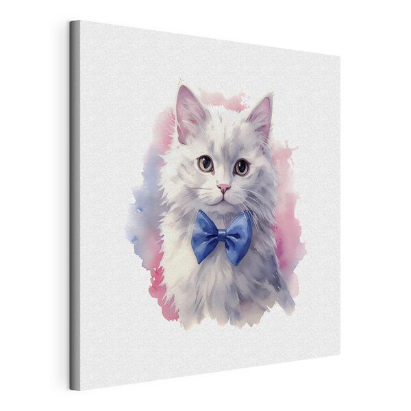 Weiße Katze mit blauer Fliege Wandbilder Weiße Katze mit blauer Fliege