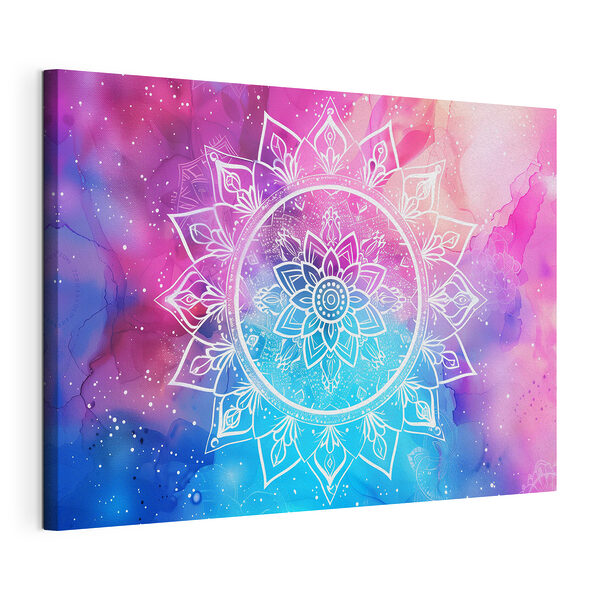 Weißes Mandala auf einem bunten Hintergrund Wandbilder Weißes Mandala auf einem bunten Hintergrund