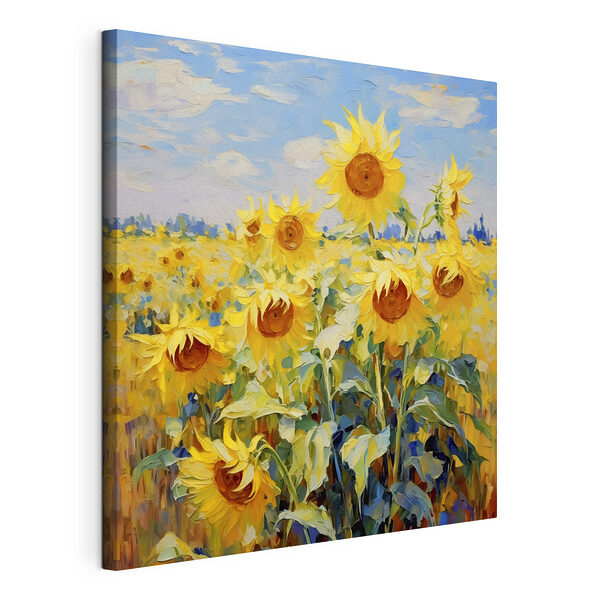 Gemälde von Sonnenblumen auf einem Feld Wandbilder Gemälde von Sonnenblumen auf einem Feld