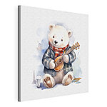 Wandbilder Aquarell eines Teddybären, der eine Gitarre hält