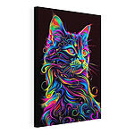 Wandbilder Bunte Katze mit schwarzem Hintergrund