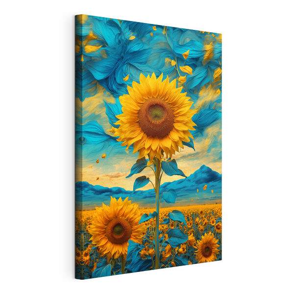 Sonnenblume mit blauen und gelben Blättern Wandbilder Sonnenblume mit blauen und gelben Blättern