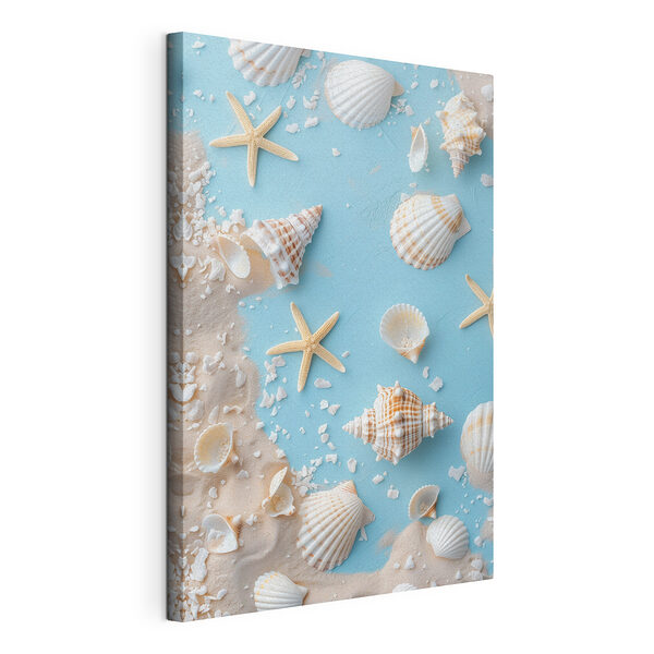 Gruppe von Muscheln und Seesternen auf Sand Wandbilder Gruppe von Muscheln und Seesternen auf Sand