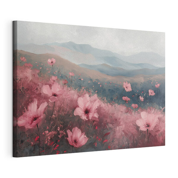 Wandbilder Feld mit rosa Blumen
