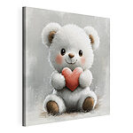 Wandbilder Weißer Teddybär, der ein Herz hält