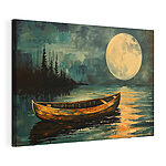 Wandbilder Boot auf dem Wasser mit Vollmond im Hintergrund
