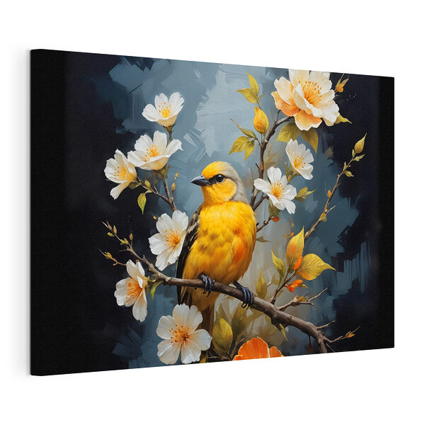 Vogel auf einem Zweig mit Blumen Wandbilder Vogel auf einem Zweig mit Blumen