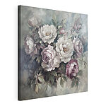 Wandbilder Gemälde mit Blumen auf blauem Hintergrund