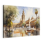 Wandbilder Wasserfontäne vor einem Gebäude