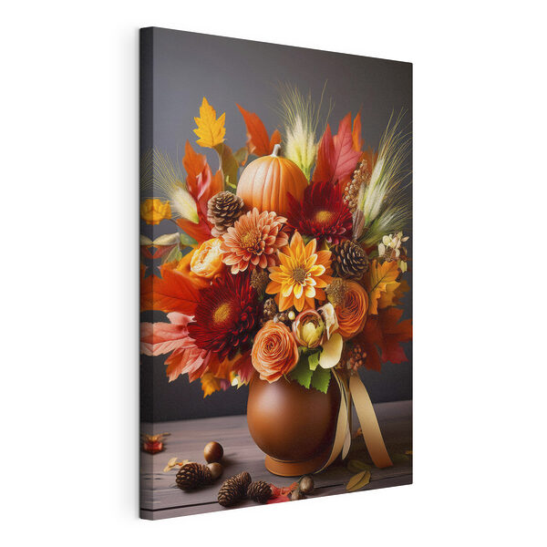 Wandbilder Wandbilder Vase mit Blumen und Kürbissen (Artikelnummer: s40714)