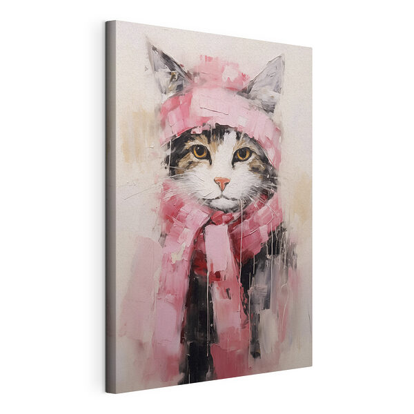 Wandbilder Gemälde einer Katze mit Kopftuch